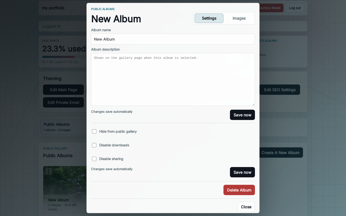 Private album management